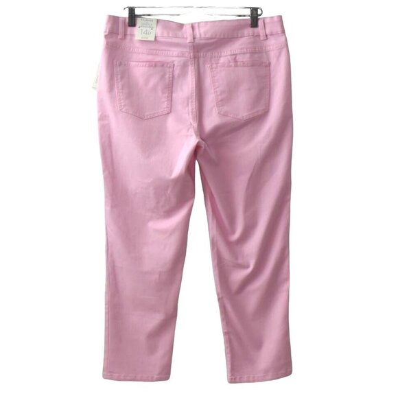 Talbots Slimming Ankle Pants Womens 14P Pink Simply Flattering Twill 5-Pocket - Picture 2 of 8